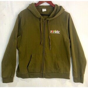 VS PINK Hoodie Green Fleece Cotton Blend Full Zip Hooded Size XL